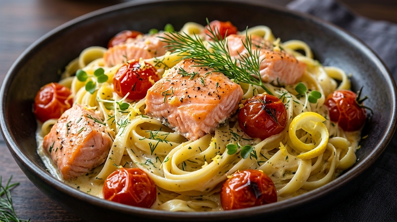 Laxgratäng med pasta och dill – Fiskmiddag som barnen älskar - traditionellt Svenskt Middag recept, perfekt till vardagsmiddag